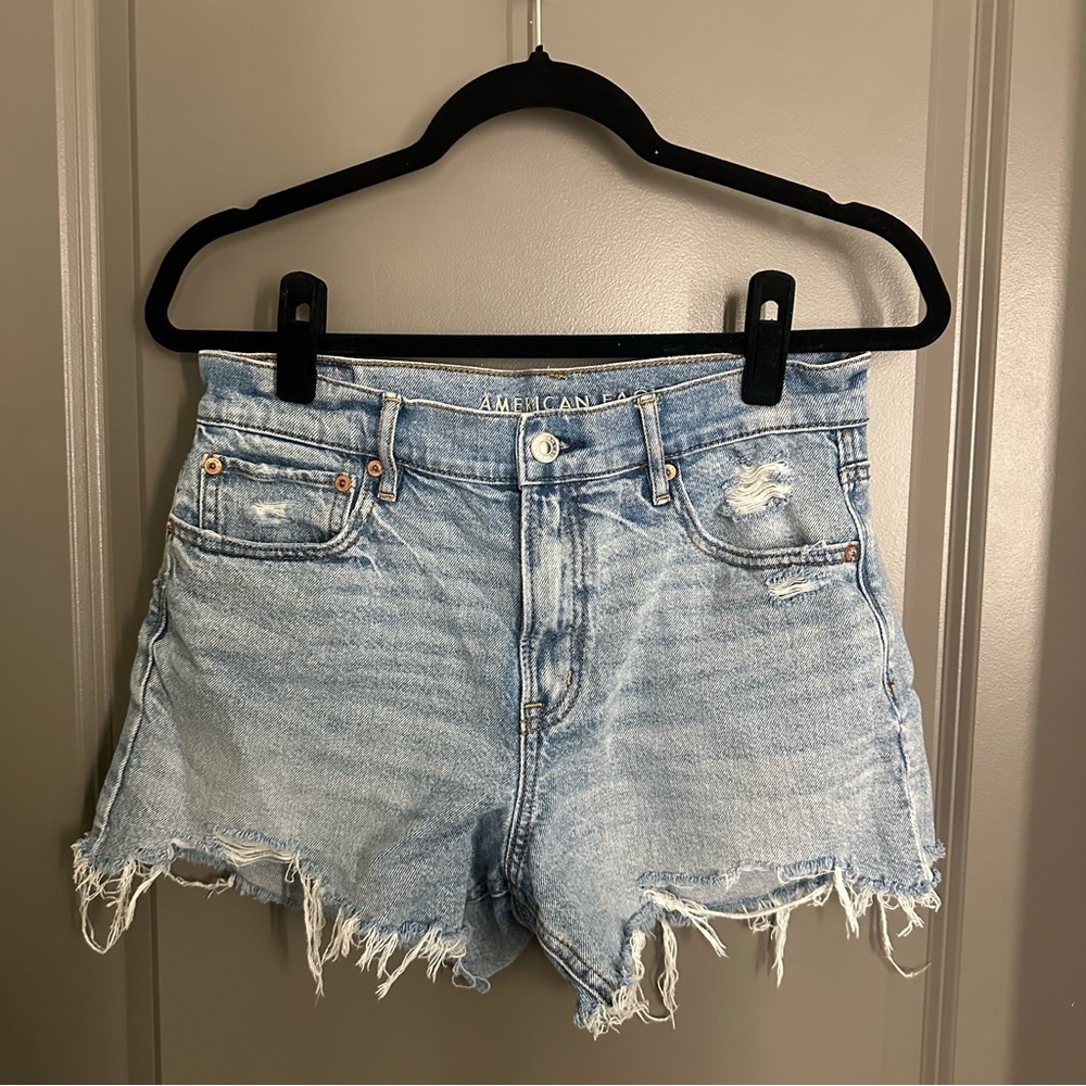 American Eagle Outfitters Distressed Light Blue Denim Shorts